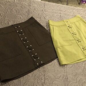 EXPRESS skirts black skirt & olive green skirt both size 0 NWOT